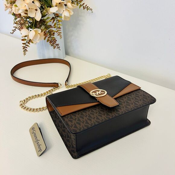 Michael Kors Purse Greenwich Small Signature Logo Crossbody Bag Brown - Picture 5 of 12